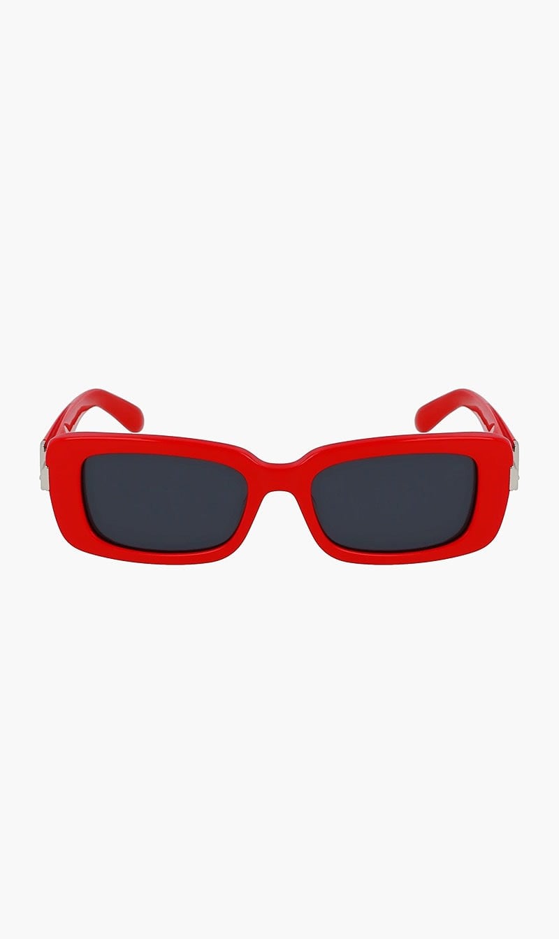 Red Ferragamo Black Rectangle Sunglasses for Men