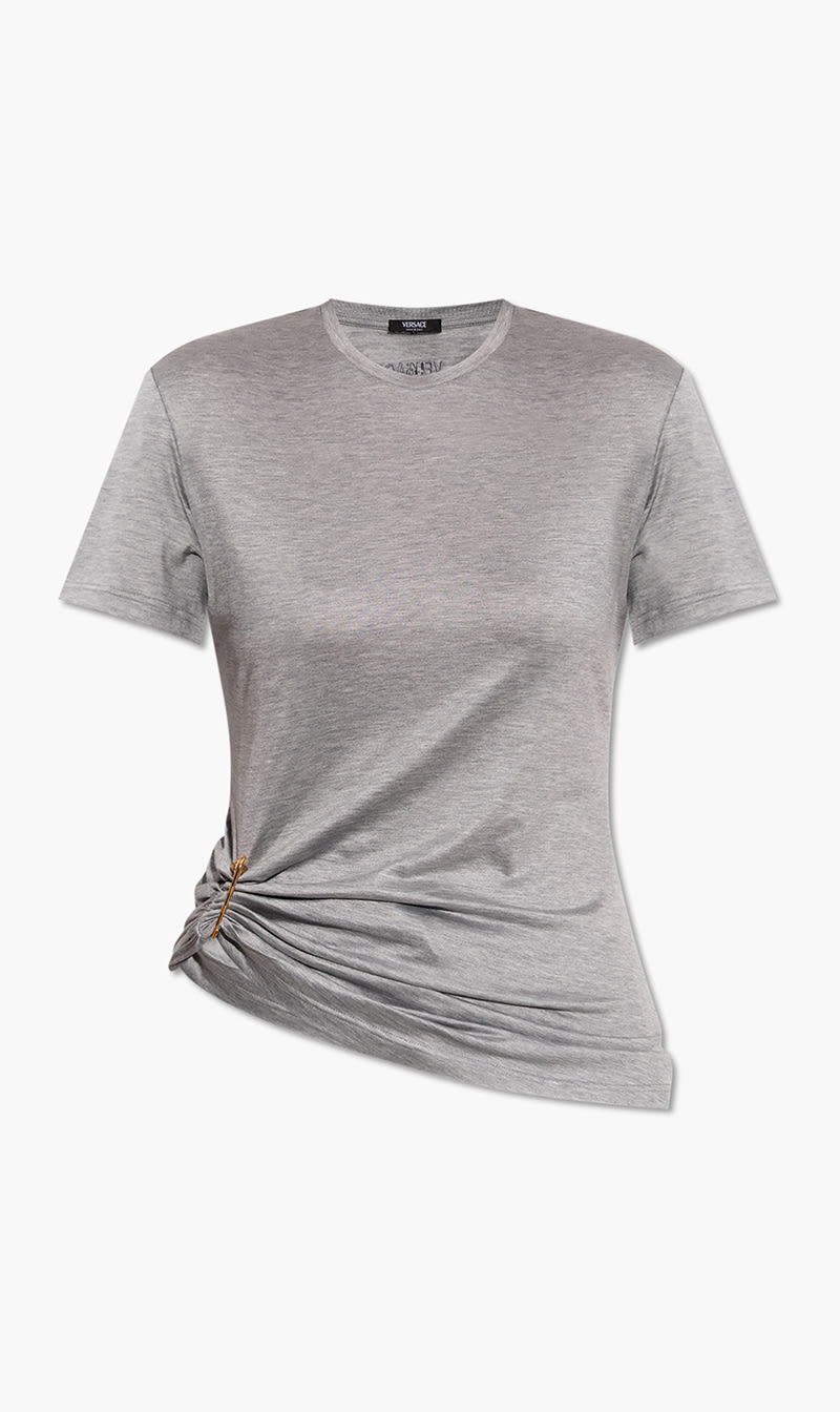 

Versace Grey T Shirt Versace Logo Silk Yd Cotton Mix Jersey for Women | The Deal Outlet