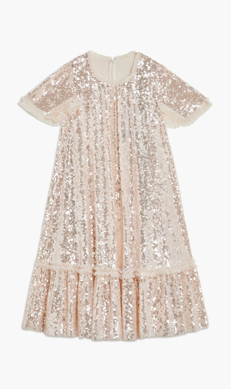 

Needle & Thread Beige Mila Gloss Kids Dress for Kids | The Deal Outlet