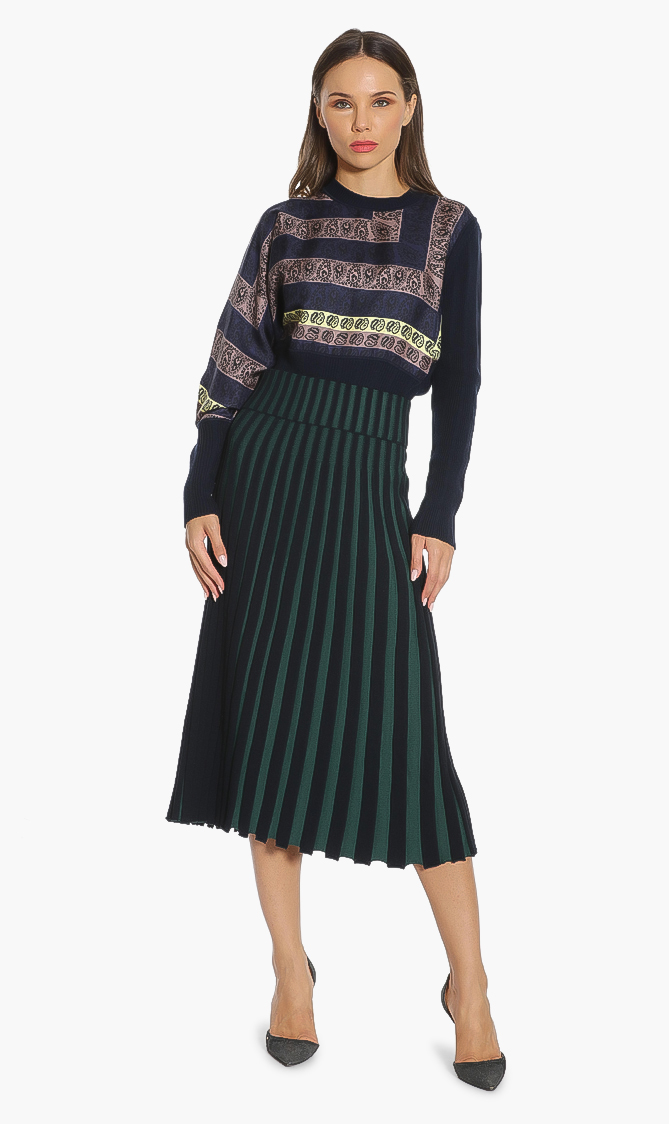 

Pleated Midi Skirt, Green