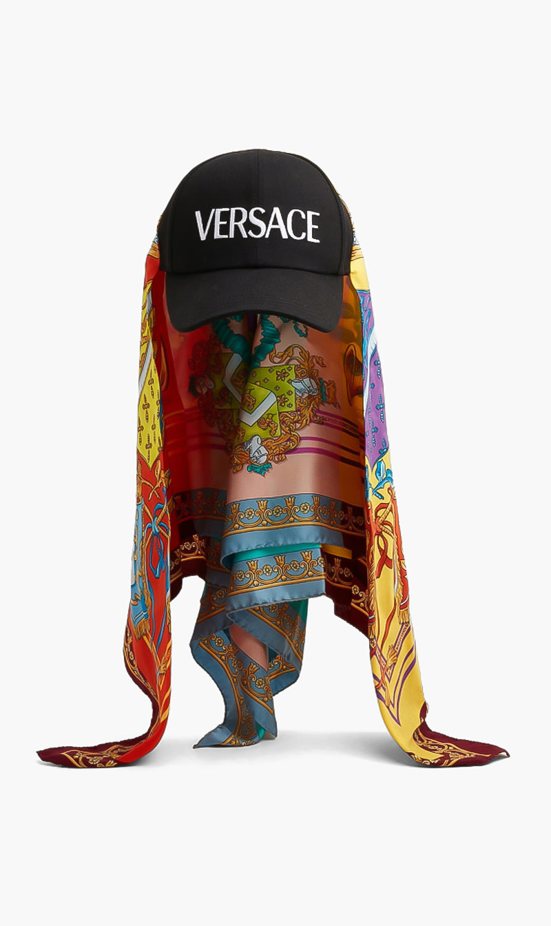 

Scarf Detail Baseball Cap, Black
