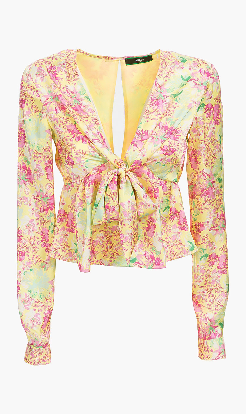 

Guess Floral Print Knot Blouse