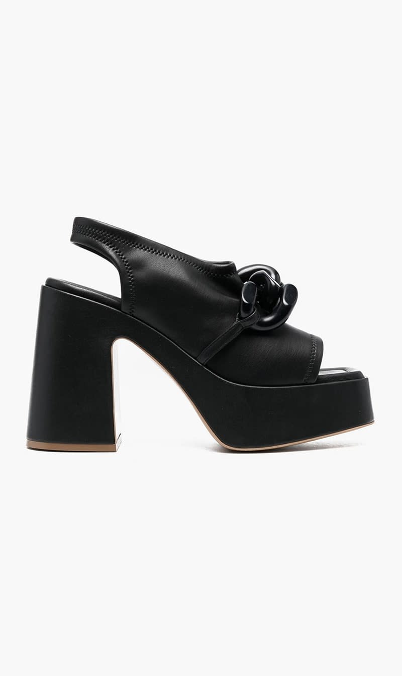 

Stella Mc Cartney Black Chain Link Sandal for Women | The Deal Outlet