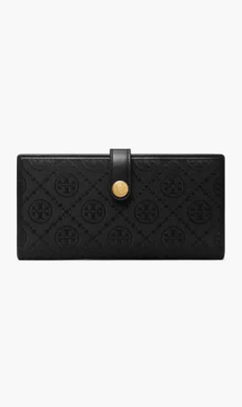

Tory Burch Black T Monogram Zip Slim Wallet for Women | The Deal Outlet
