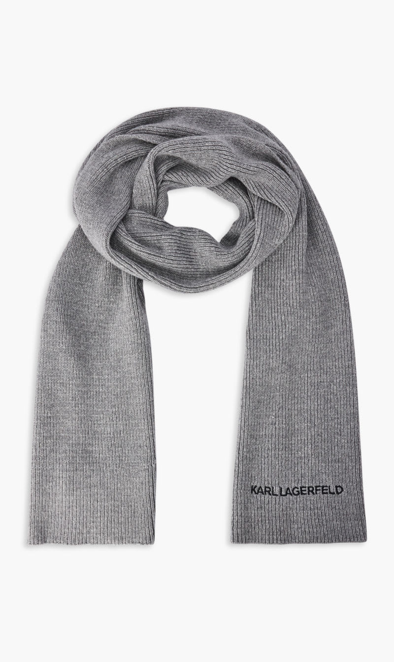 

Karl Lagerfeld Grey Kessential Logo Scarf for Women | The Deal Outlet