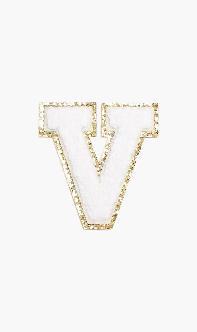 

Becco White Chenille Sparkle Letter 'v' Patch | The Deal Outlet