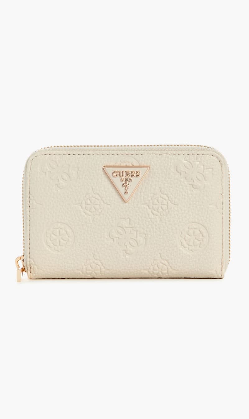 

Guess White Cresidia Medium Zip Around Wallet for Women | The Deal Outlet