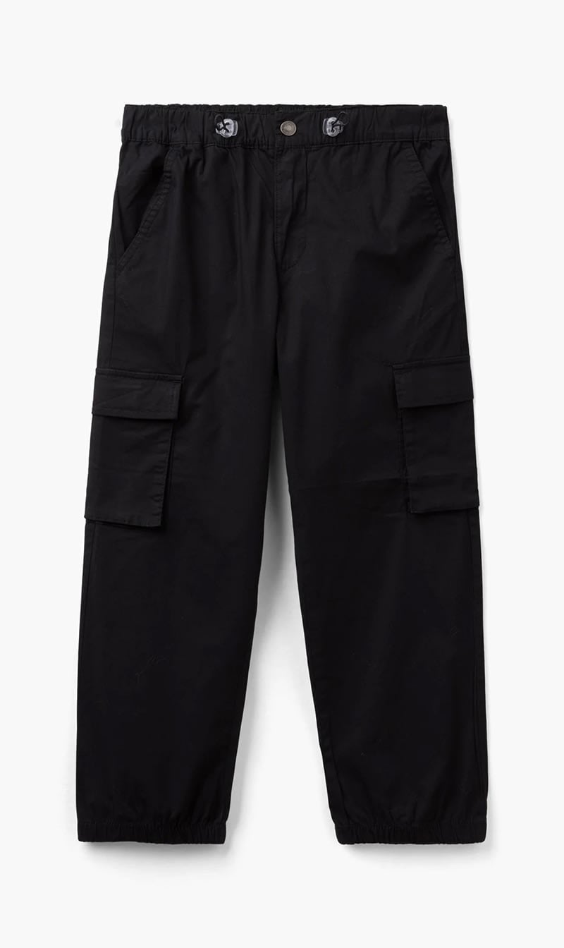 United Colors Of Benetton Black Solid Stretch Cotton Pants for Boys