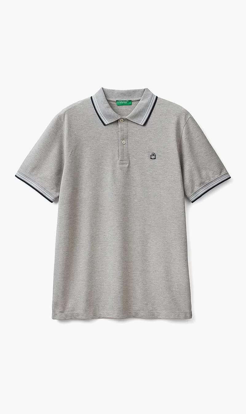 Grey United Colors Of Benetton Blue Stretch Cotton Polo Shirt for Men