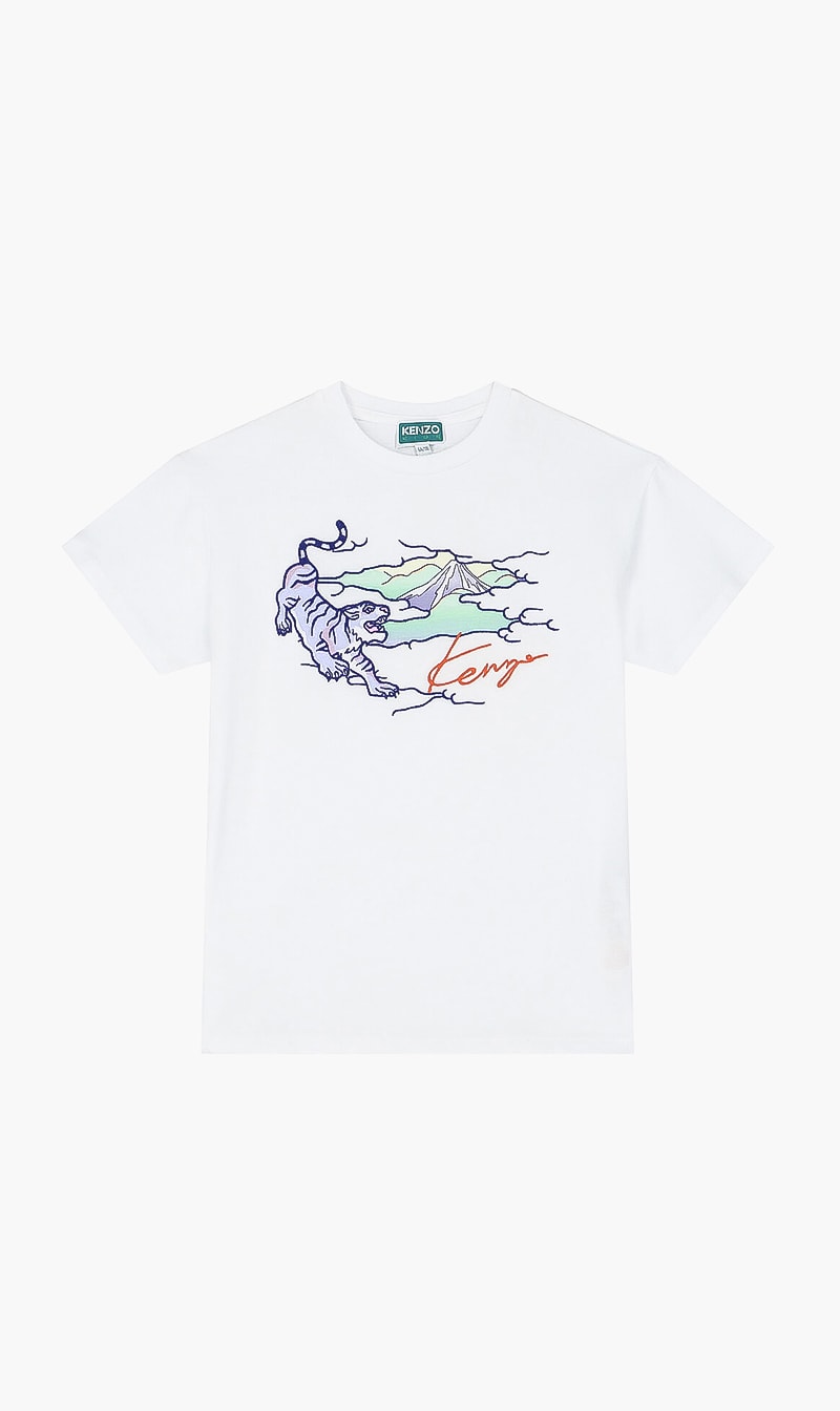 

Printed Tiger Logo Tshirt, White