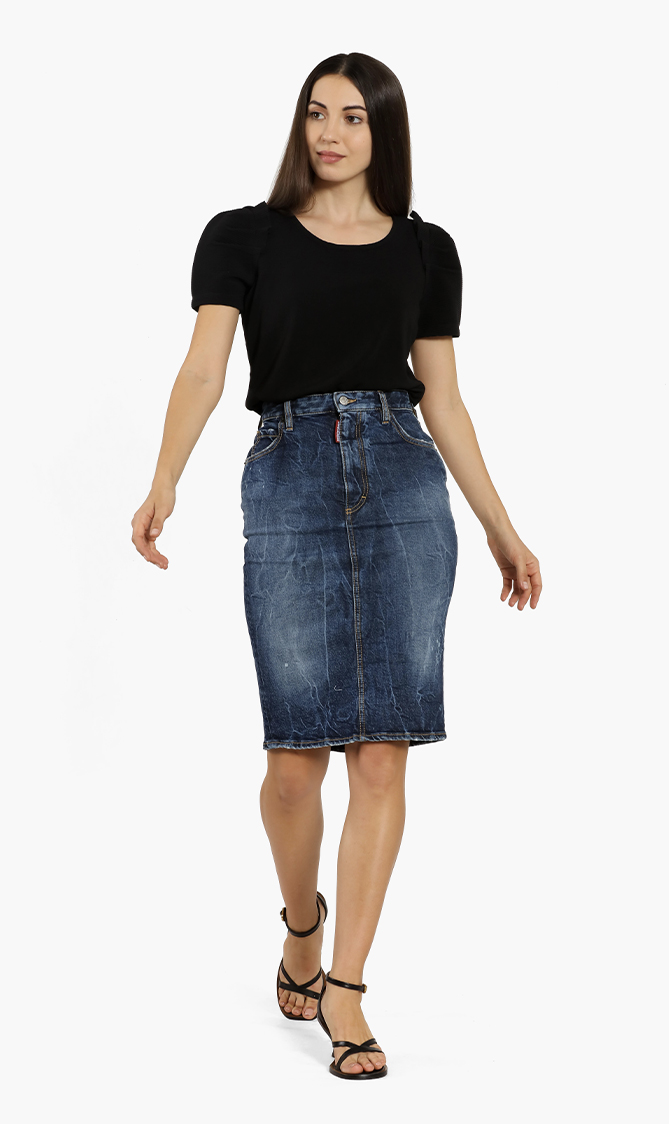 

Dsquared2 Distressed Denim Skirt
