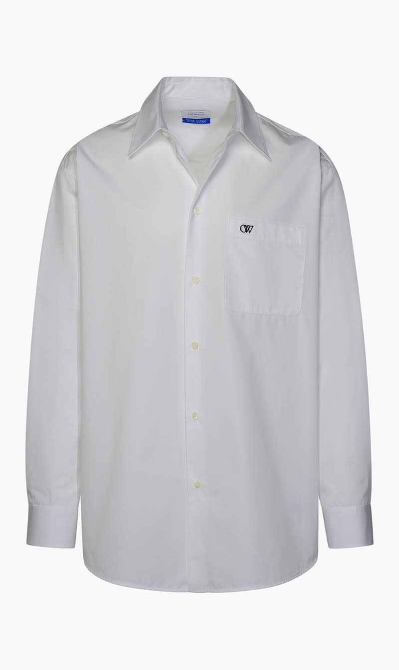 

Off-white White Ow Emb Heavycot Overshirt White Black for Men | The Deal Outlet