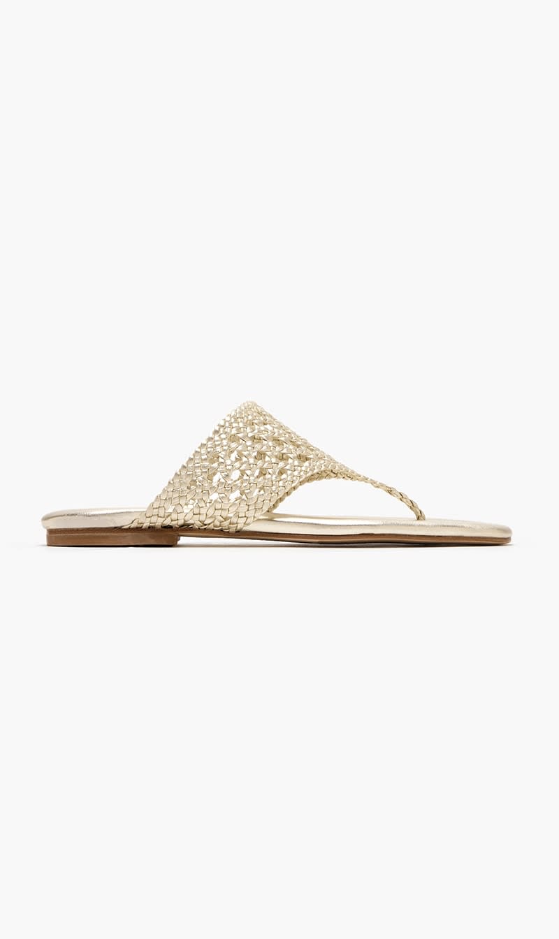 Andrea Gomez Gold Brenda Flat Sandals for Women