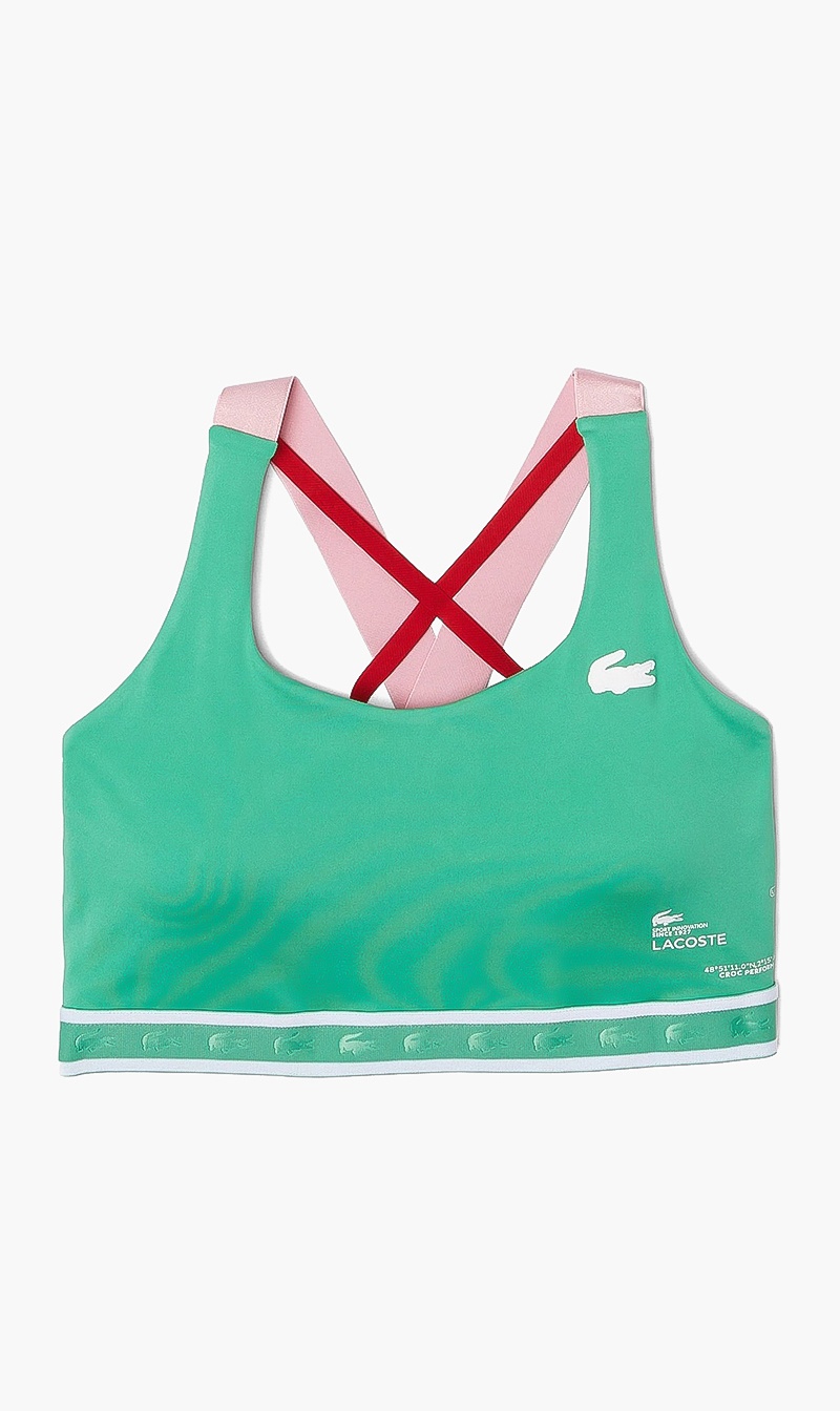 

Lacoste Green Sport Criss Crossing Straps Sports Bra for Women | The Deal Outlet