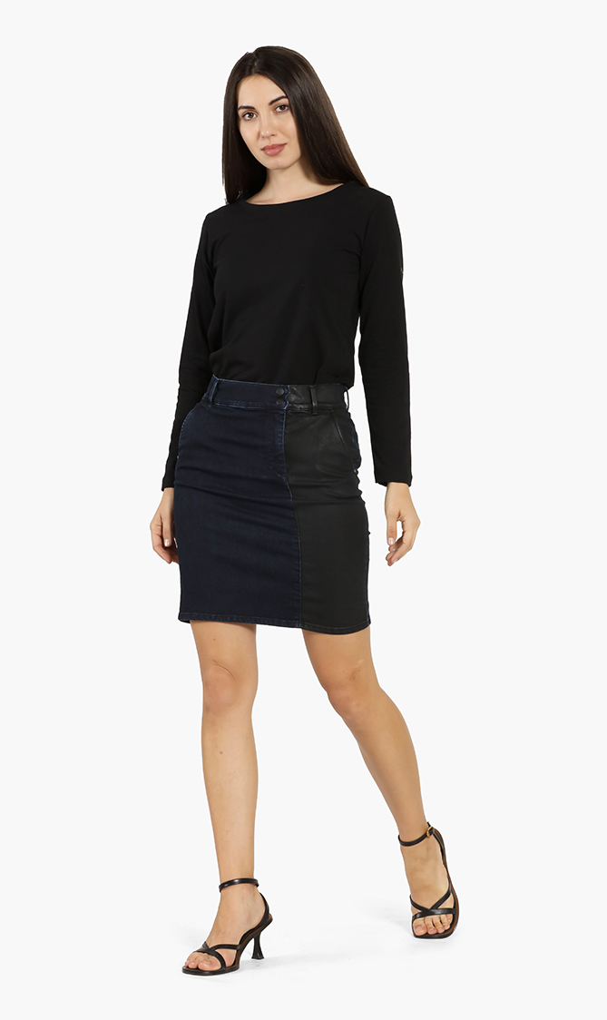 

Karl Lagerfeld Colorblock Denim Skirt