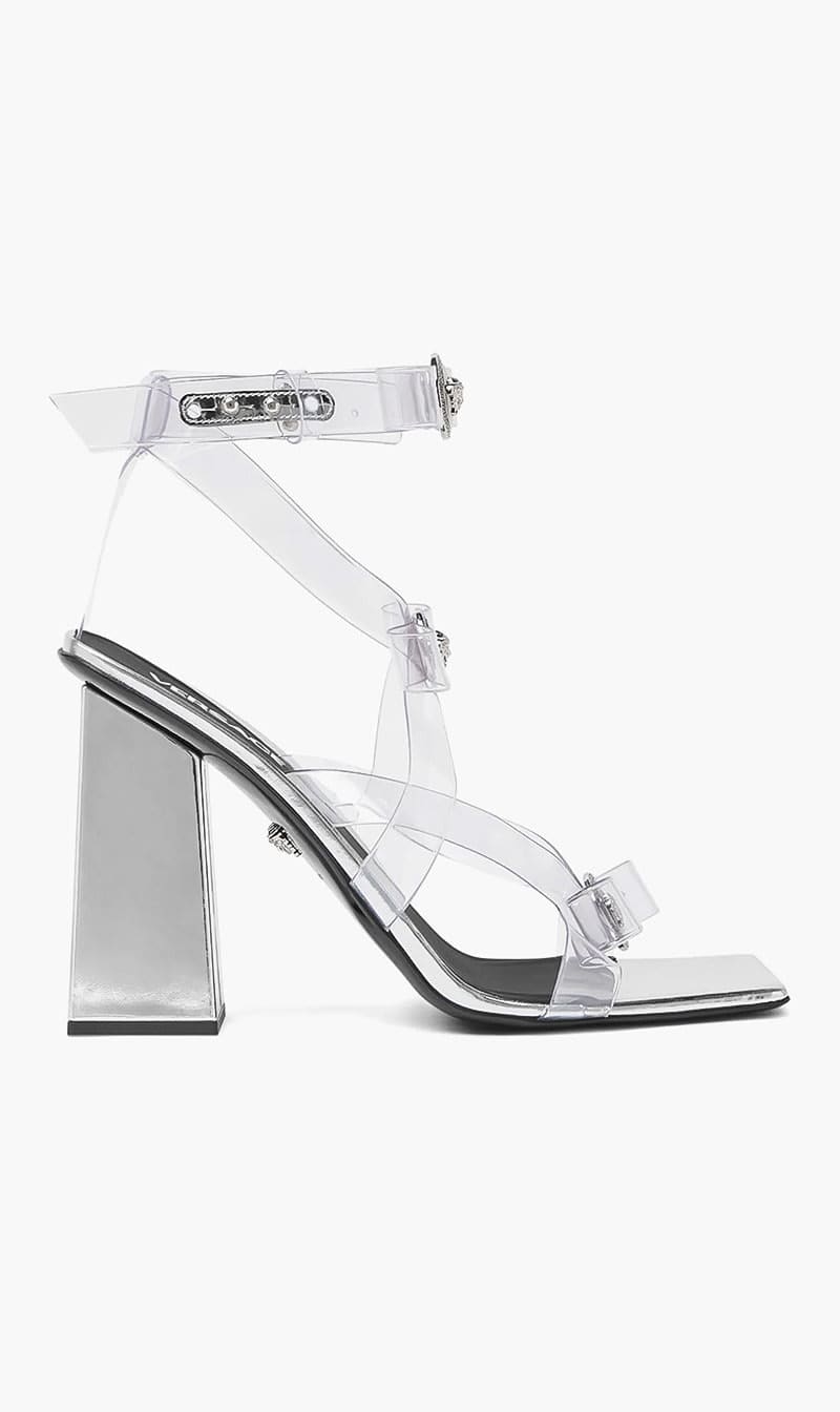 Versace Silver Medusa Bow Detailed Sandals for Women