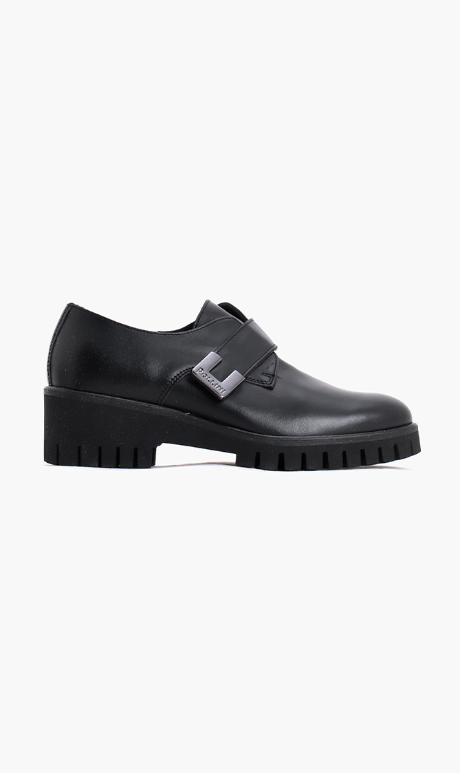 

Pollini Leather Button Strap Flats