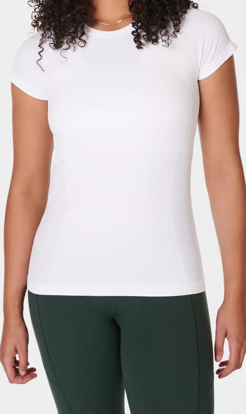 

Sweaty Betty White Athlete Seamless Workout T-shi for Women | The Deal Outlet