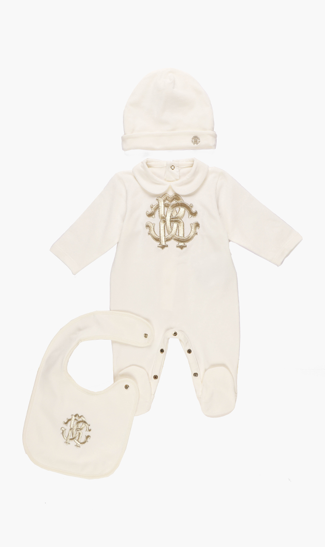 

Roberto Cavalli Logo Embroidered Babygrow Set