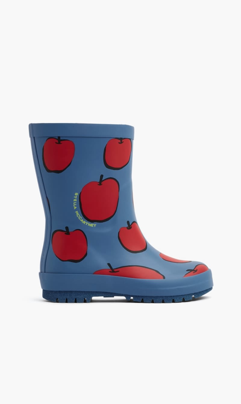 

Stella Mc Cartney Blue Apple Print Rain Boots for Boys | The Deal Outlet