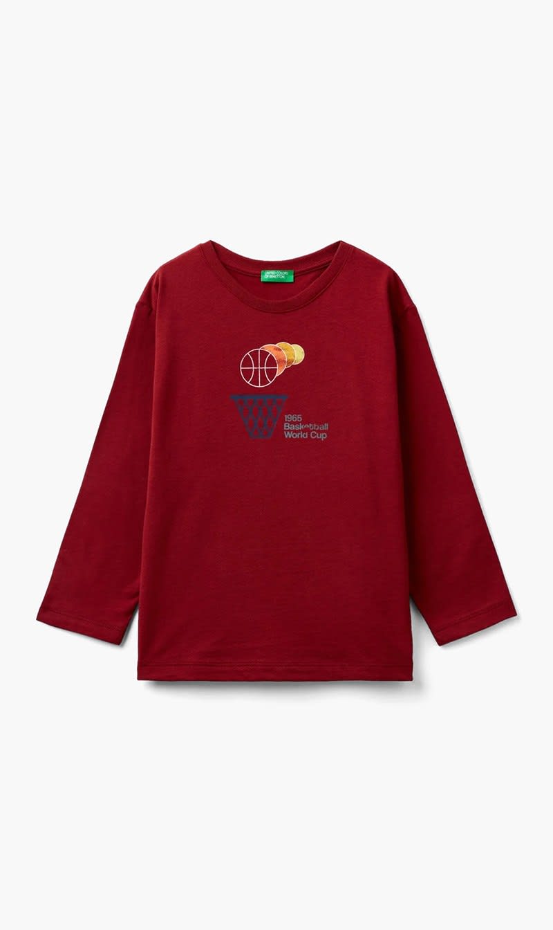 Red United Colors Of Benetton White Long Sleeve T-shirt