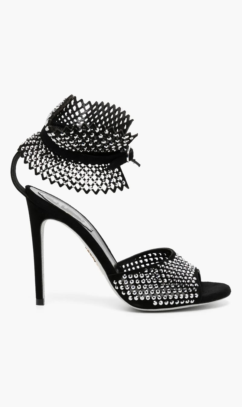 

Rene Caovilla Black Crystal Embellished Sandals for Women | The Deal Outlet