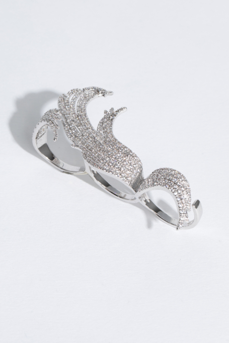 

Cz By Kenneth Jay Lane Angel Wing Three-finger Ring