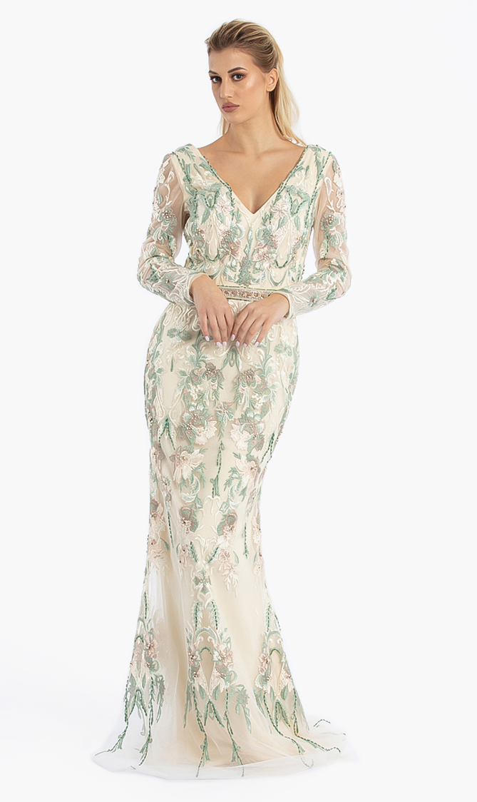 

Jovani Floral Embroidered Mermaid Gown