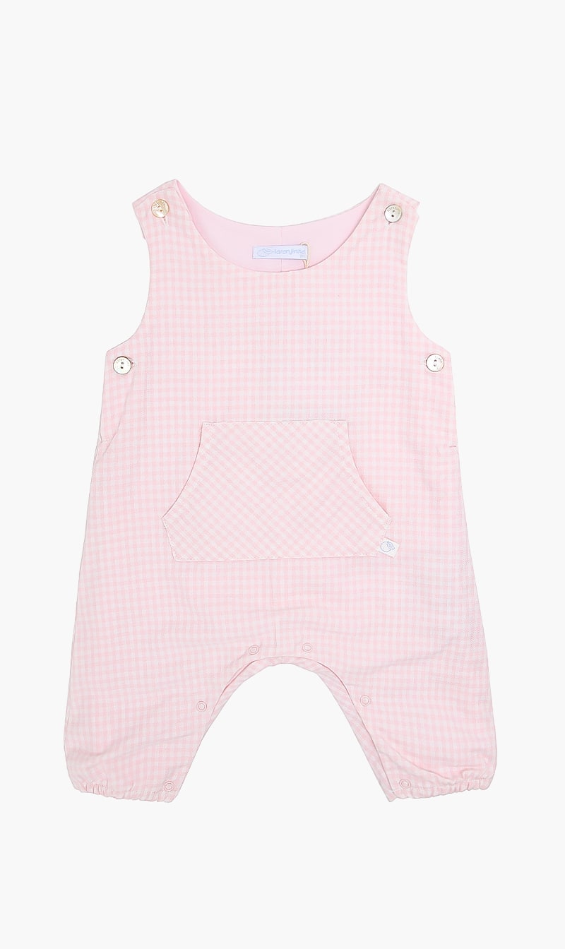 

Laranjinha Pink All Over Checked Onesie for Girls | The Deal Outlet