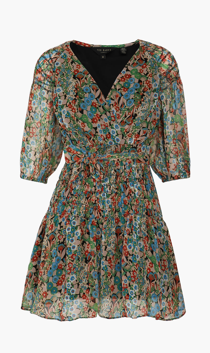 

Smock Panel Wrap Mini Dress