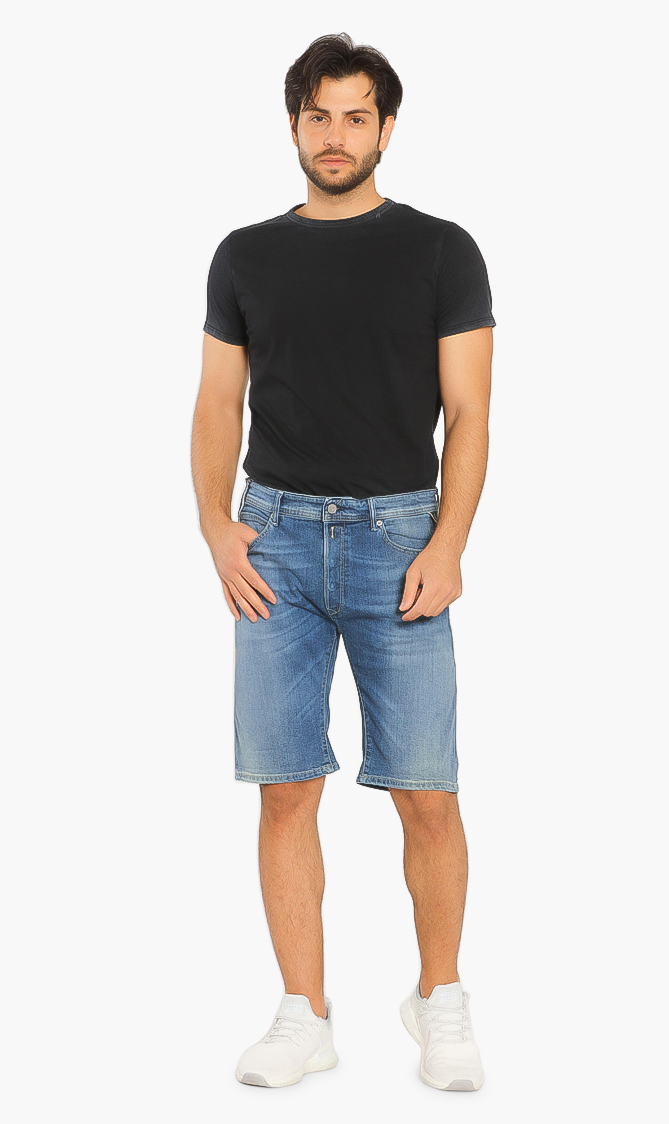 

Replay Button Fly Tapered Denim Shorts