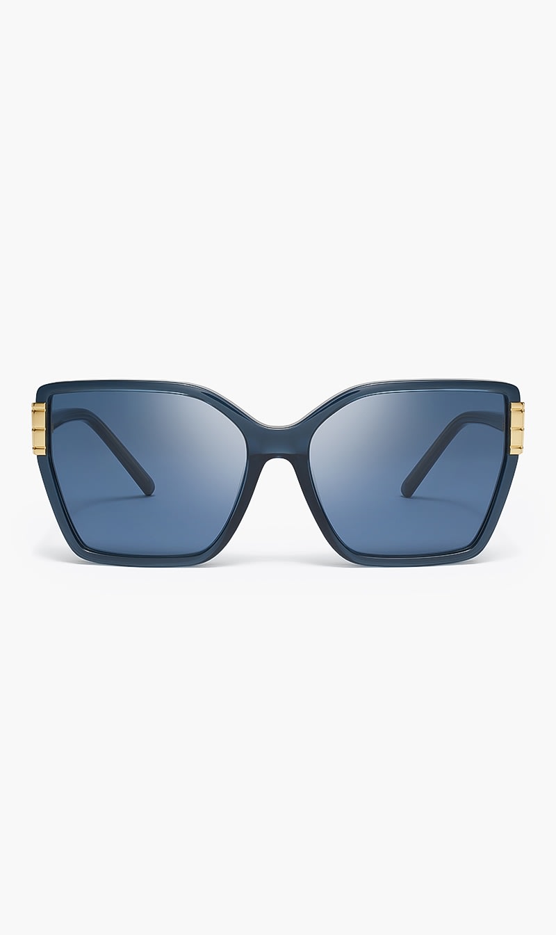 

Tory Burch Blue Square Black Frame With Dark Grey Lens  for Women | The Deal Outlet