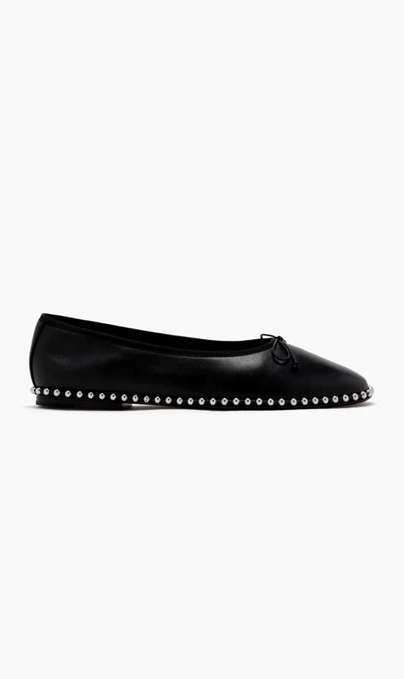 

Alexander Wang Black Lina Ballchain Flats for Women | The Deal Outlet