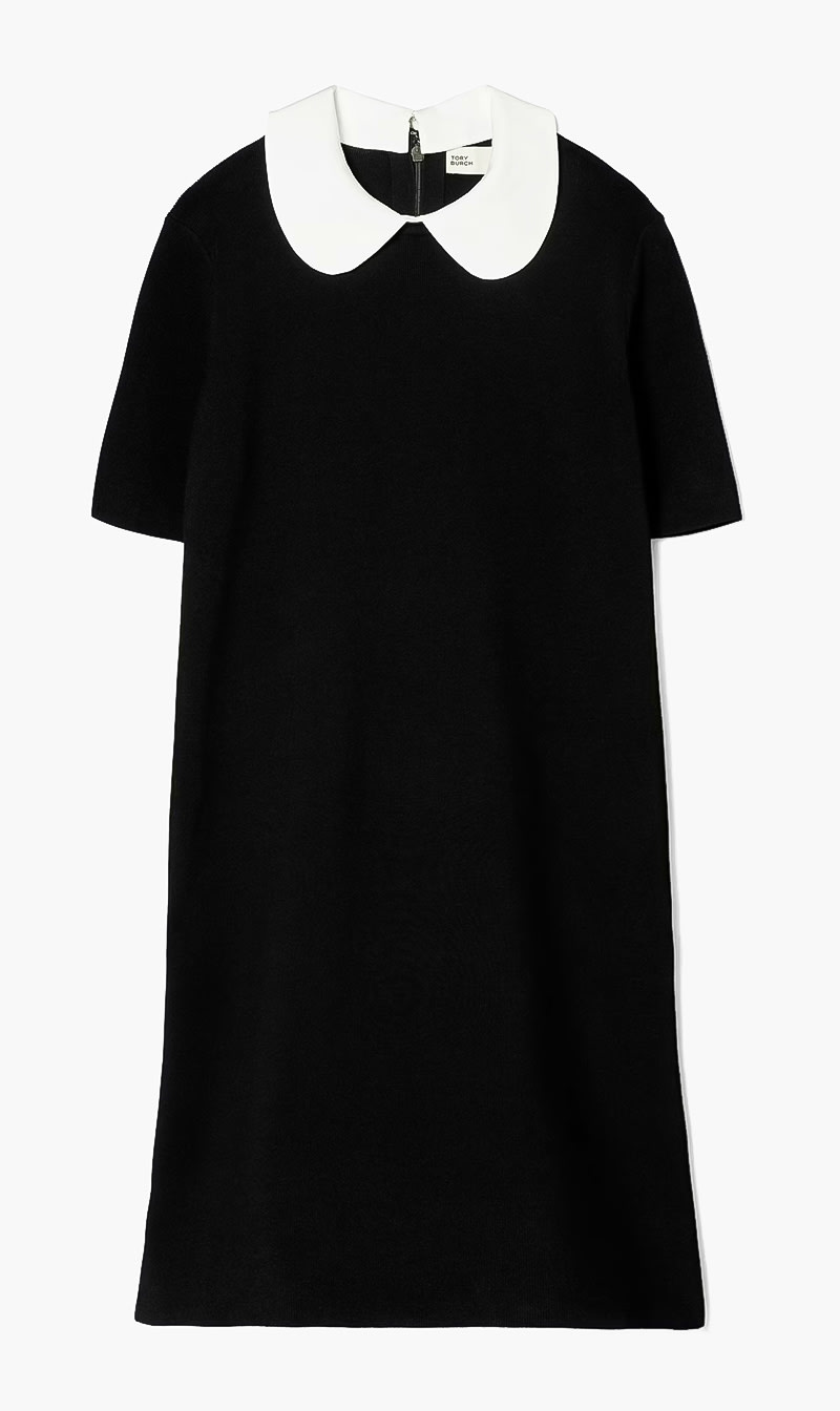 

Tory Burch Black Poplin Collar Sweater Dress for Women | The Deal Outlet