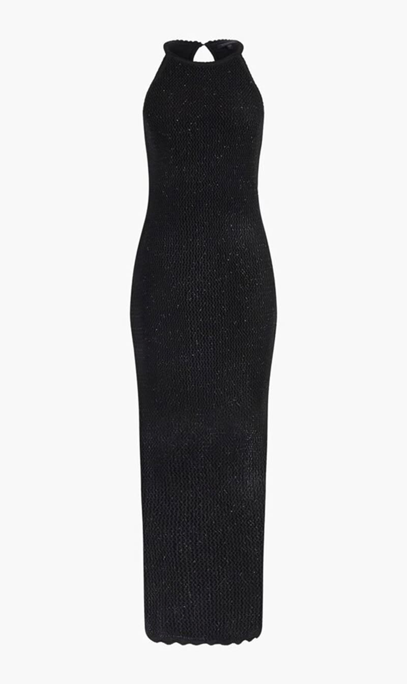 

Guess Black Sl Mesh Stitch Lana Dress for Women | The Deal Outlet
