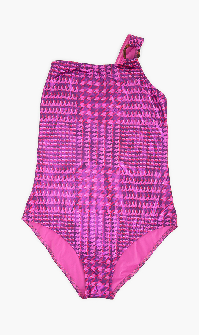 Crocros Shiny One-piece Swimsuit, Pink