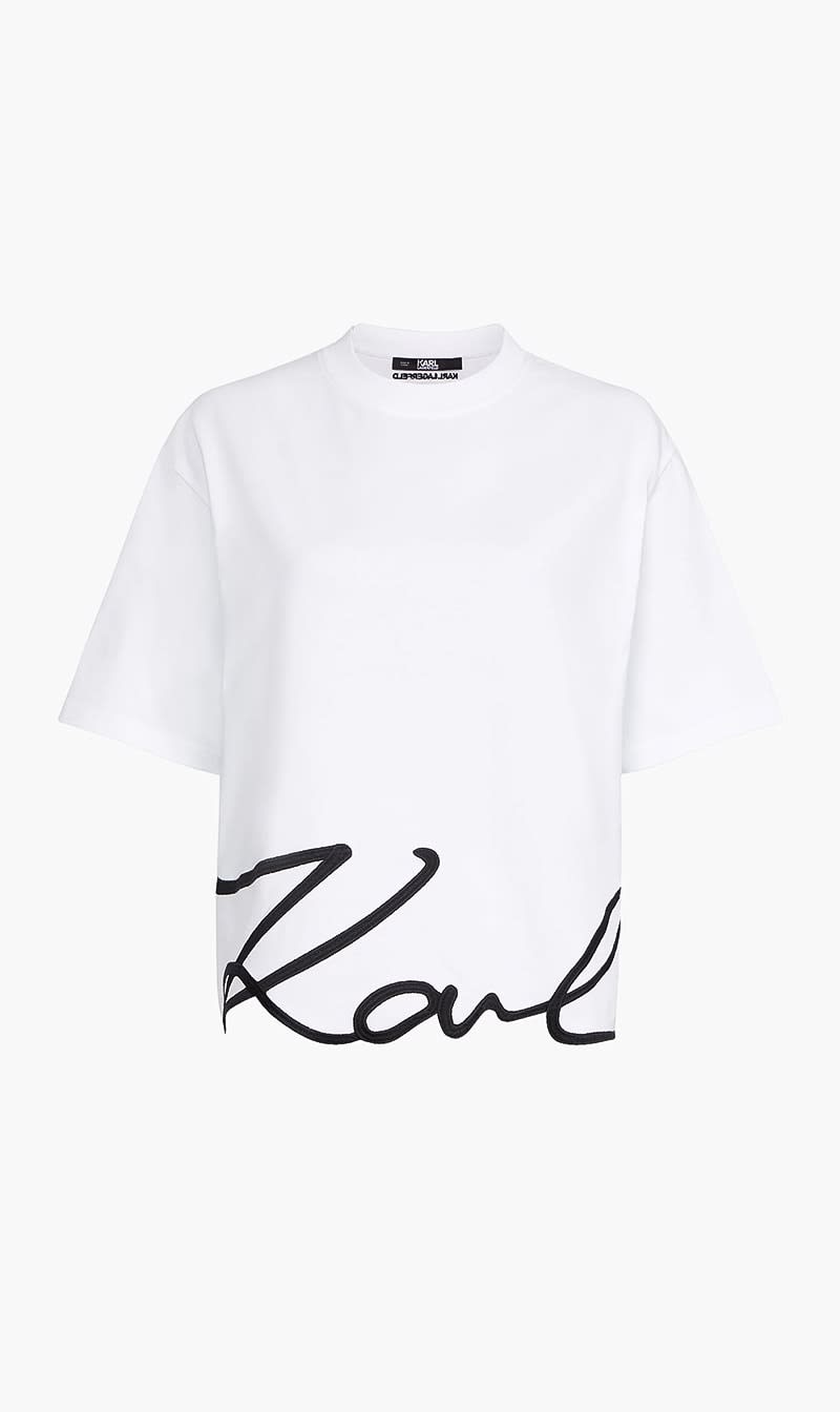 Karl Lagerfeld White Karl Signature Hem T Shirt for Women