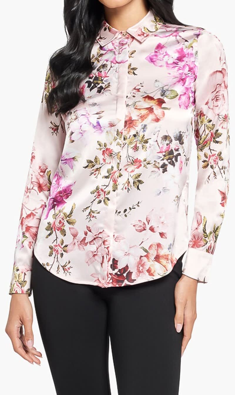 

Guess Pink The Icon Blouse Printed Co for Women | The Deal Outlet