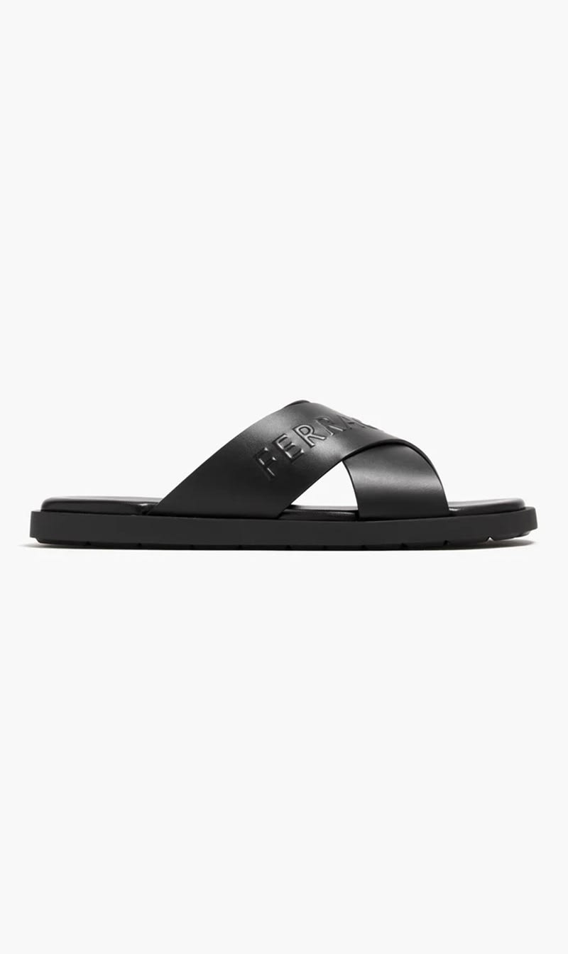 

Salvatore Ferragamo Black Crossover Sandals for Men | The Deal Outlet