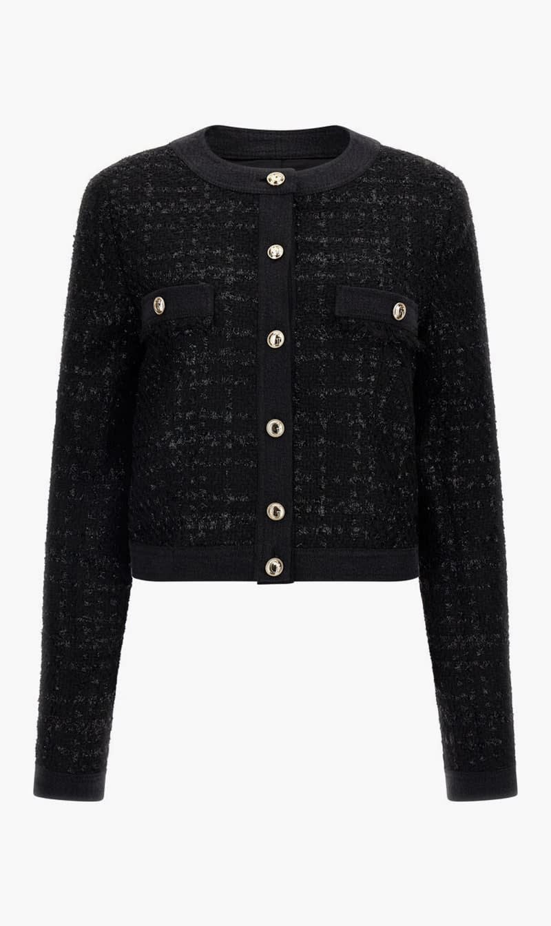 

Guess Black Clarissa Tweed Jacket for Women | The Deal Outlet