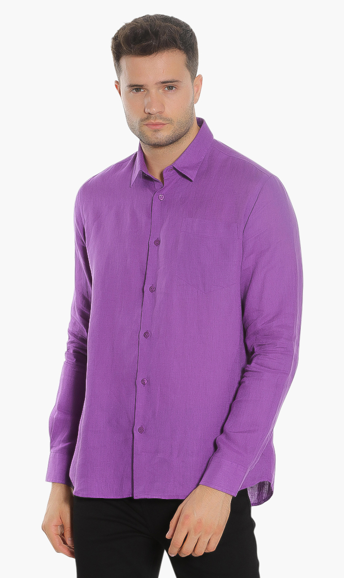 

Vilebrequin Purple Linen Long Sleeves Shirt for Men | The Deal Outlet