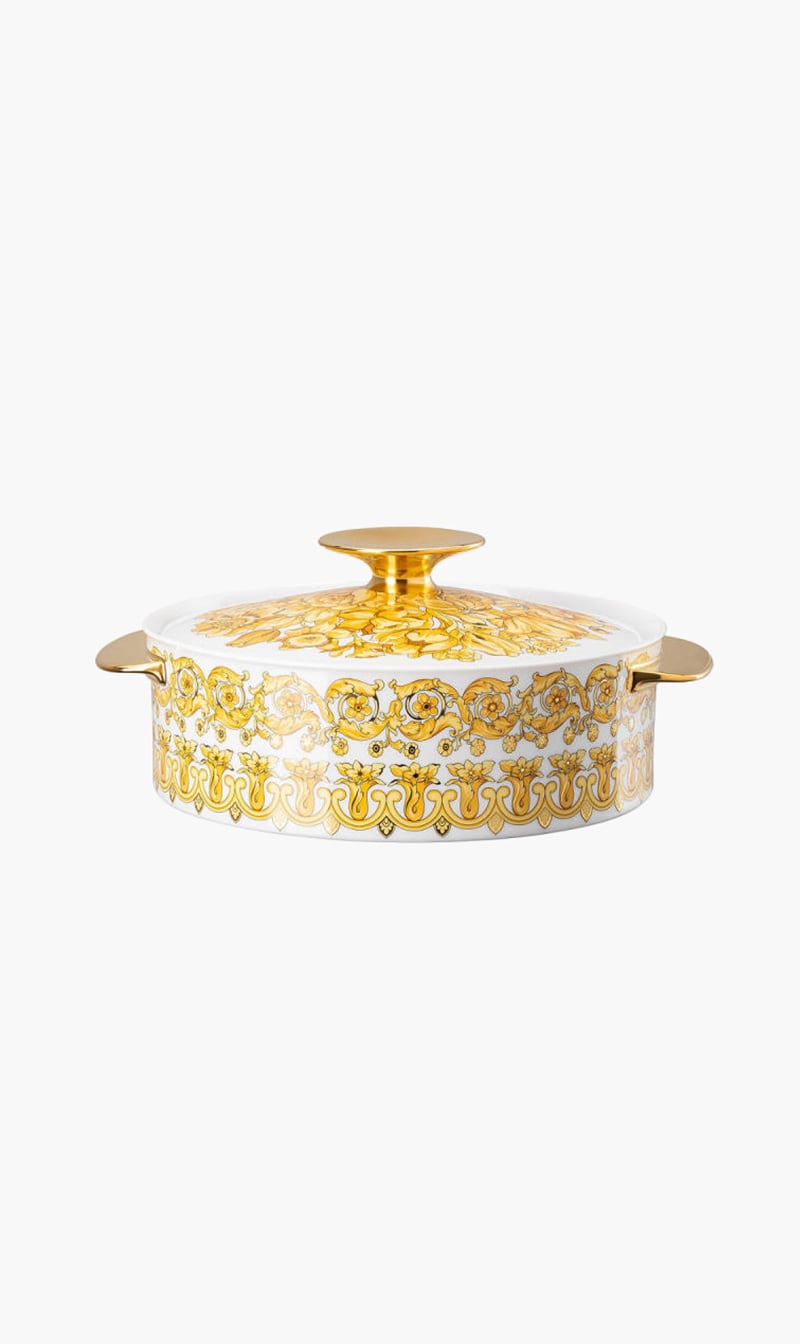 

Versace Beige Medusa Rhapsody Covered Vegetable Bowl | The Deal Outlet