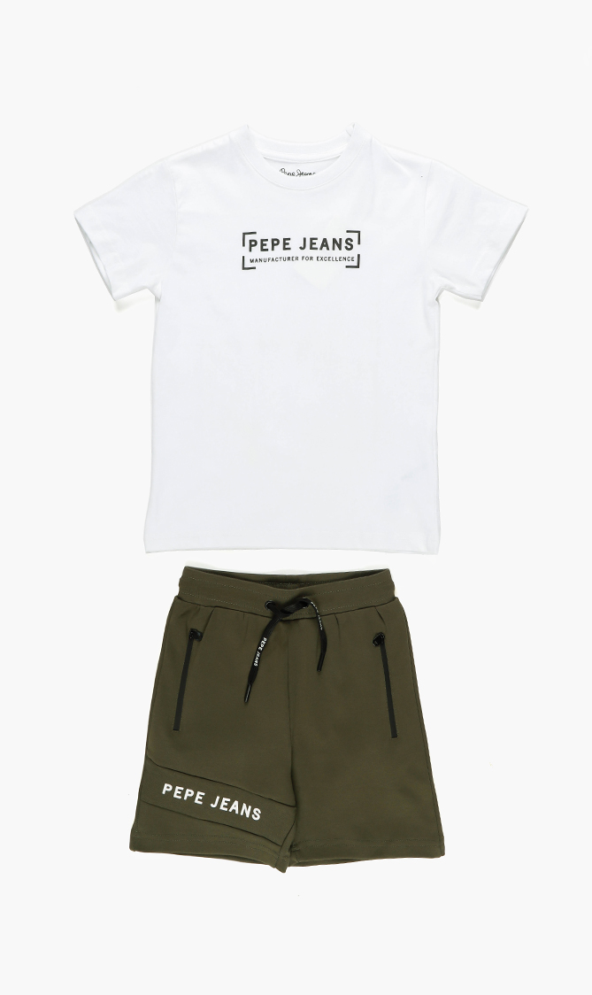 

Adam Solid Jersey T-shirt And Shorts Set, White