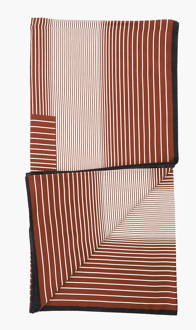 

Striped Cotton Scarf, Brown