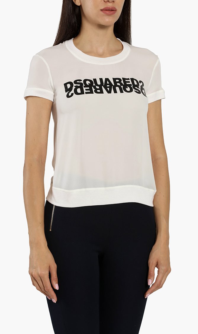 

Ribbed Trim Top, White