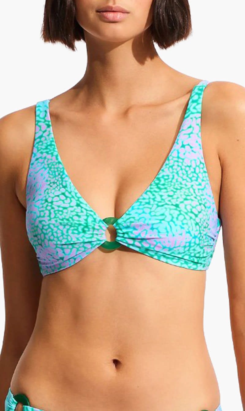 

Seafolly Green Sea Skin Longline Tri Shoulder Top for Women