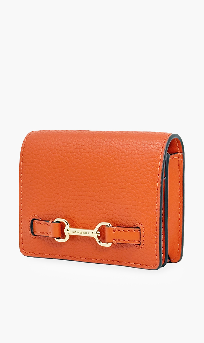 Red Michael Kors Red Carson Small Pebbled Leather Wallet for Women