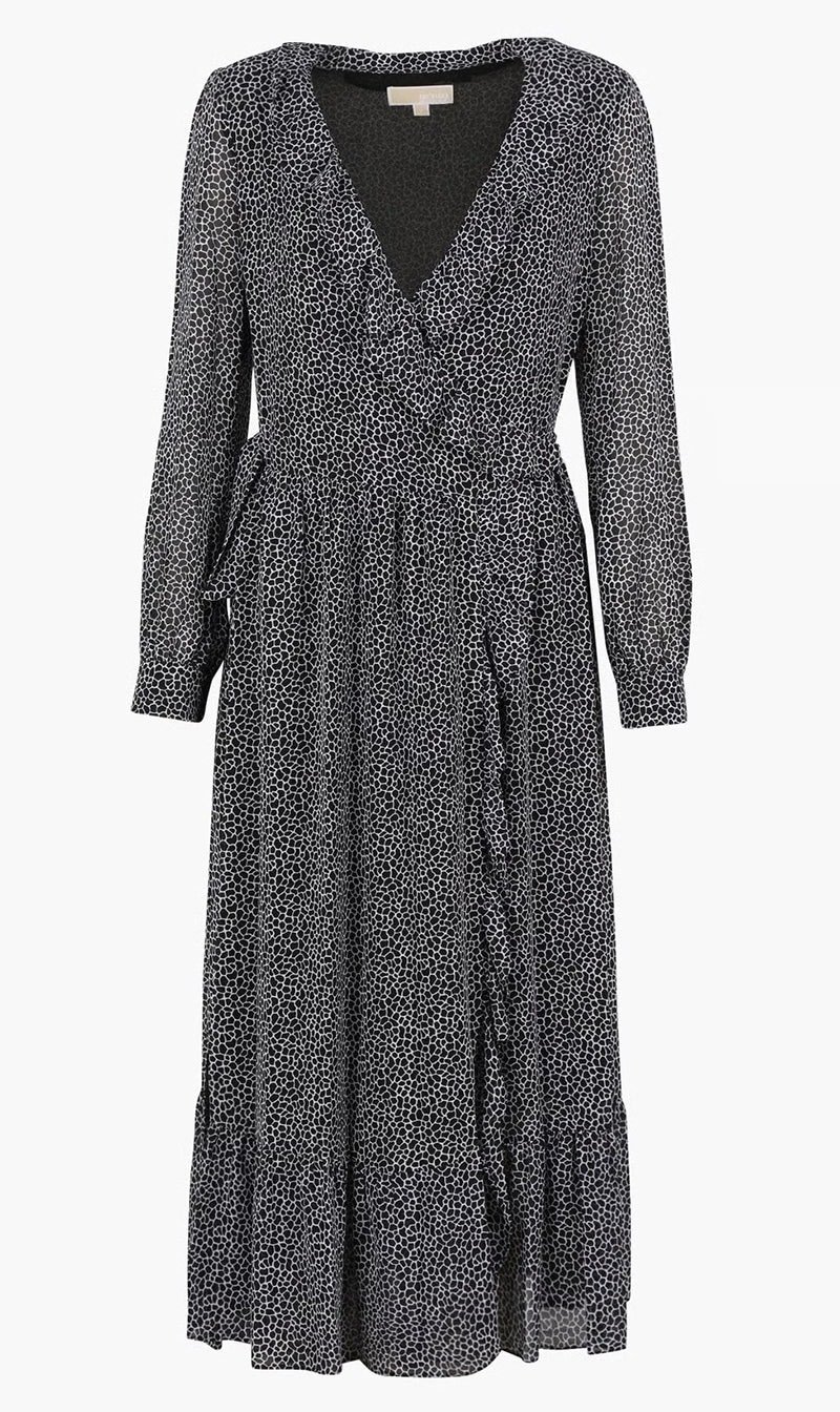 

Michael Kors Black Long Printed Dress for Women | The Deal Outlet