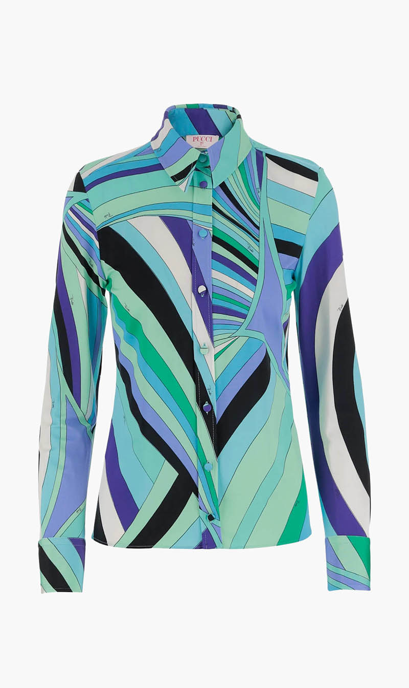 

Emilio Pucci Blue Camicia Jersey Satin for Women | The Deal Outlet