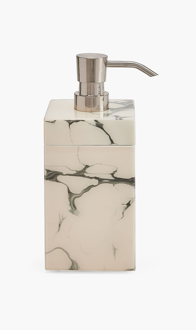 

Pacific Connections White Cream Carrara Lacquer Soap Dispenser | The Deal Outlet